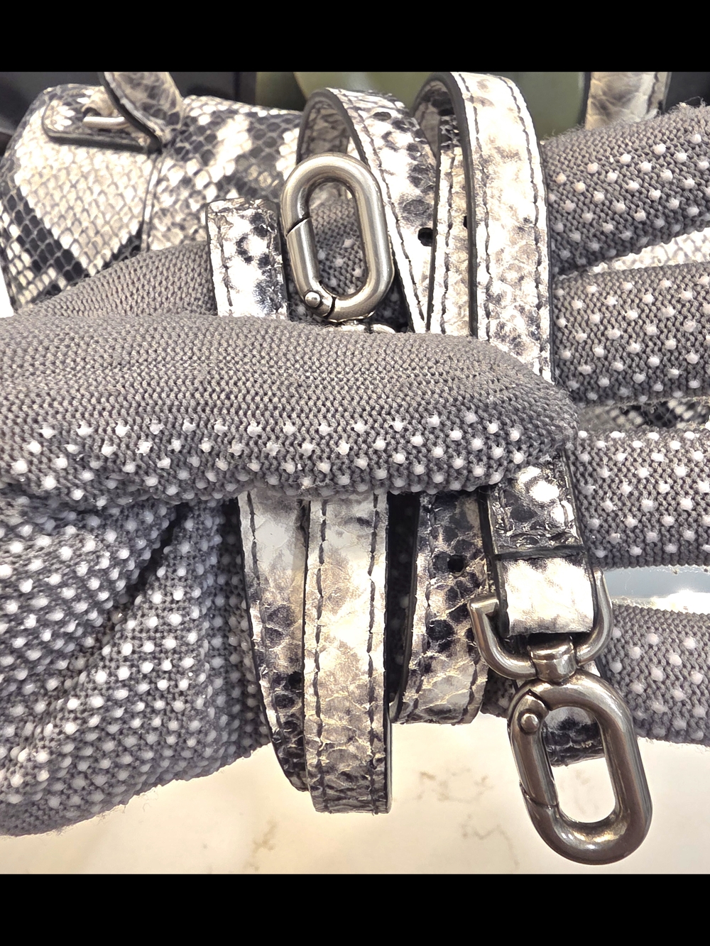 Balenciaga Black and Gray Python-Print Top Handle Satchel - Picture 5 of 17